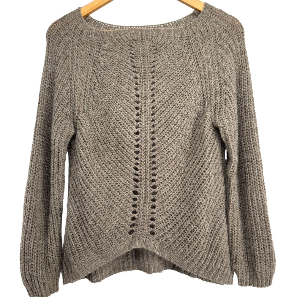 Pullover Sweater Women M Taupe Wool Alpaca Boat Neck Long‎ Sleeve  Made in Italy